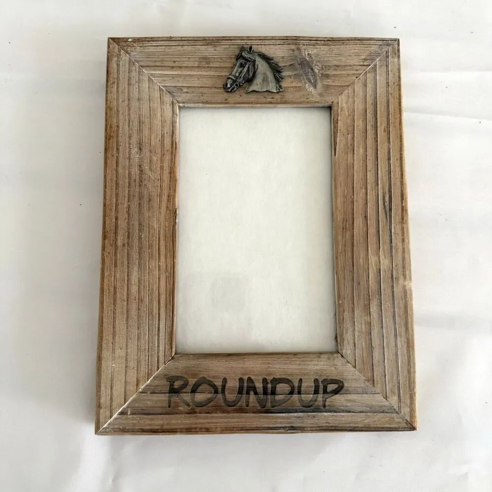 Two's Compnay Easel Photo Frame Horse Western Ranch Cowboy Theme Photo Size 4x6